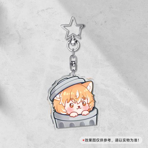 【表情包】5cm透明夹层钥匙扣星星扣 - 垃圾桶